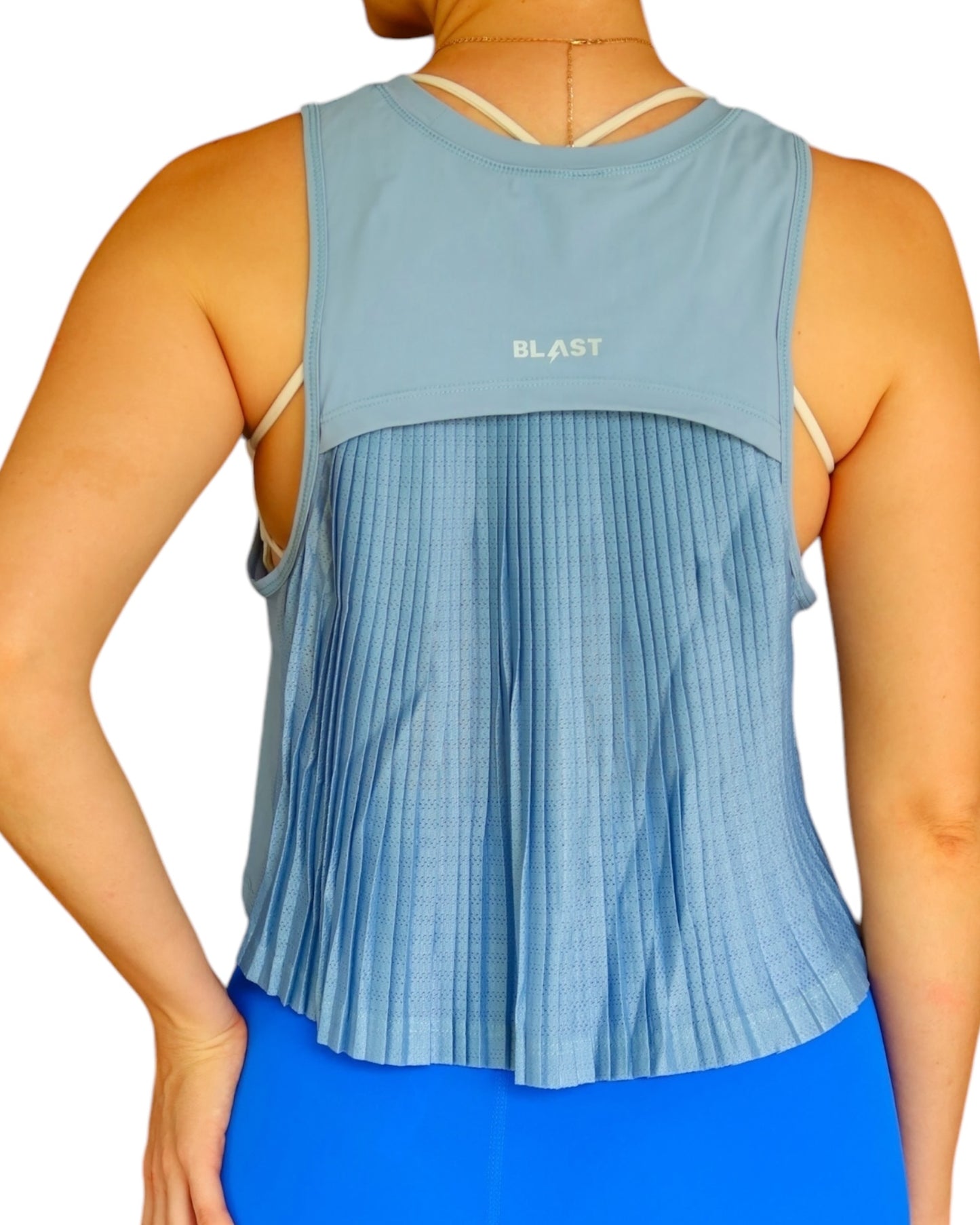 Crop top plisado Celeste
