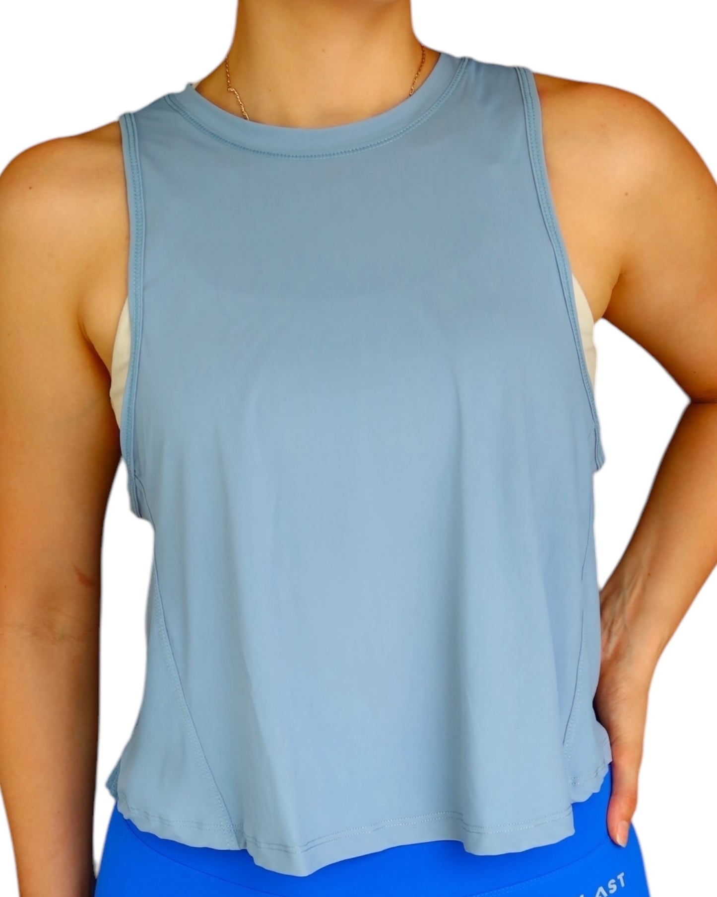 Crop top plisado Celeste