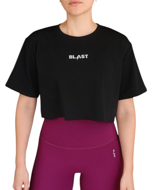 Crop Top Con Mangas Negro
