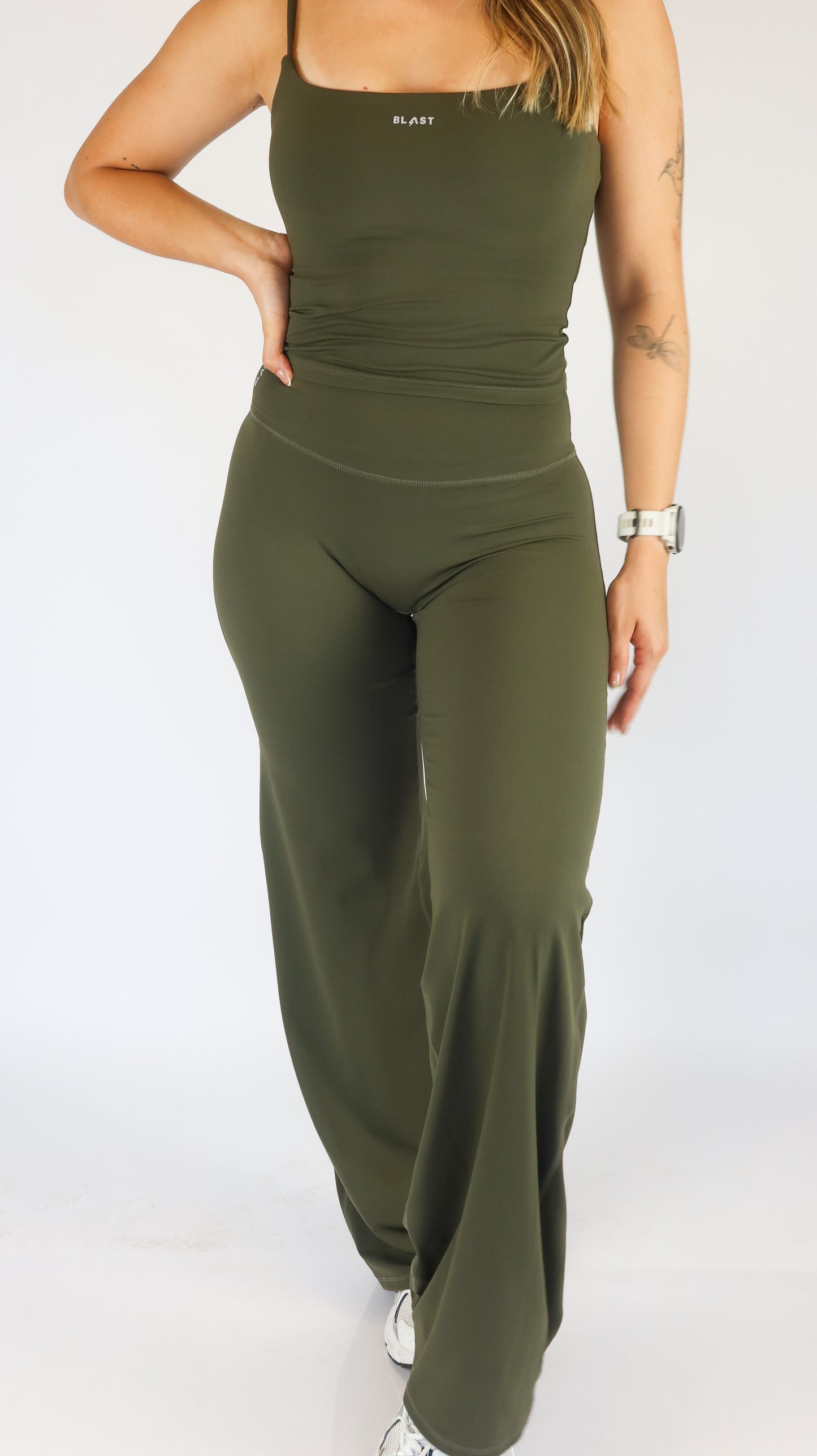 Moss Green - Wide Leg Pant