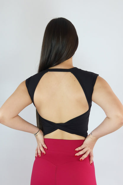 Twist Crop Top Negro